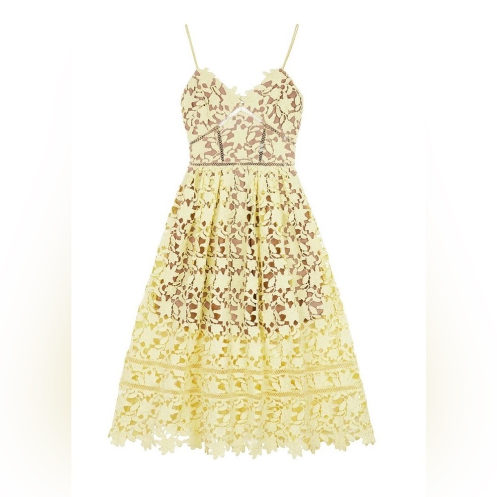 Self-Portrait Azaelea dress size 8 lace nude yellow - Picture 4 of 12